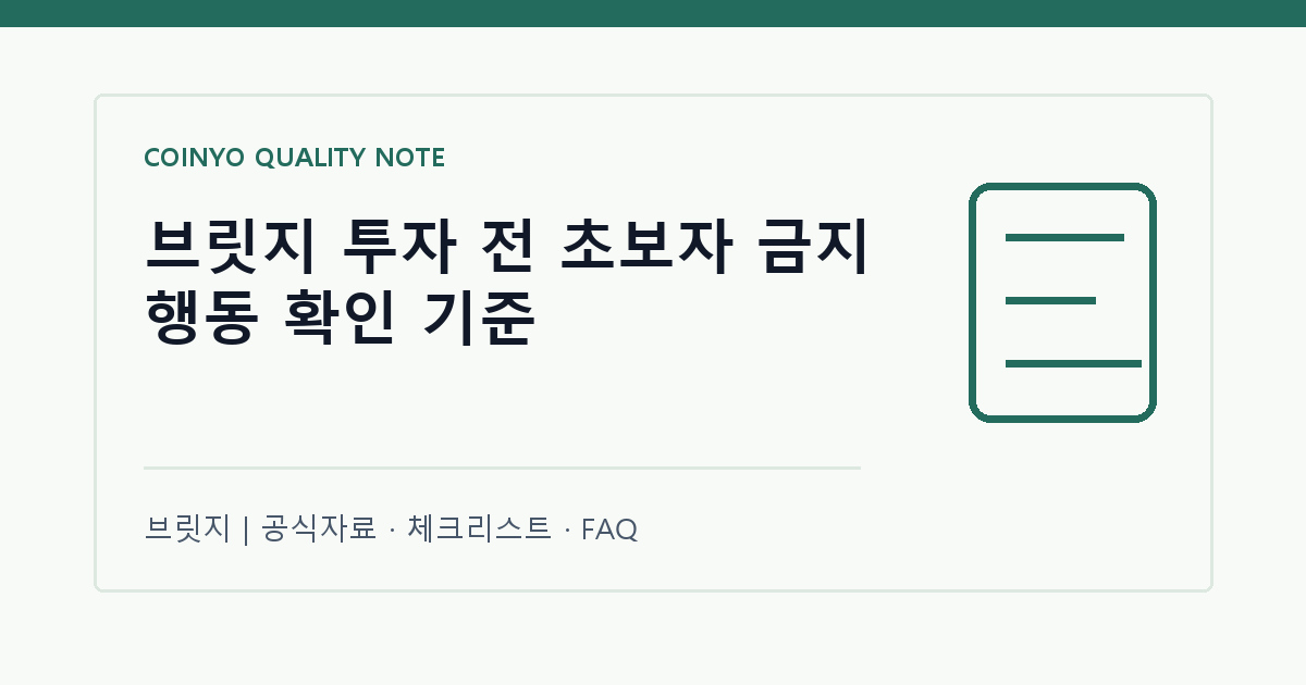 브릿지 투자 전 초보자 금지 행동 확인 기준 대표 이미지
